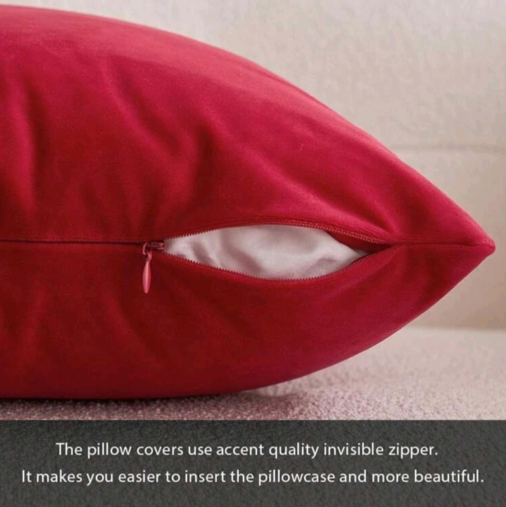 Festive Velvet Red Throw Pillow Cover - Picture 2 of 5